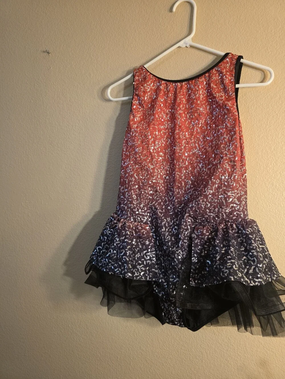 Weissman Red to Blue Ombre Sequin Dance Dress